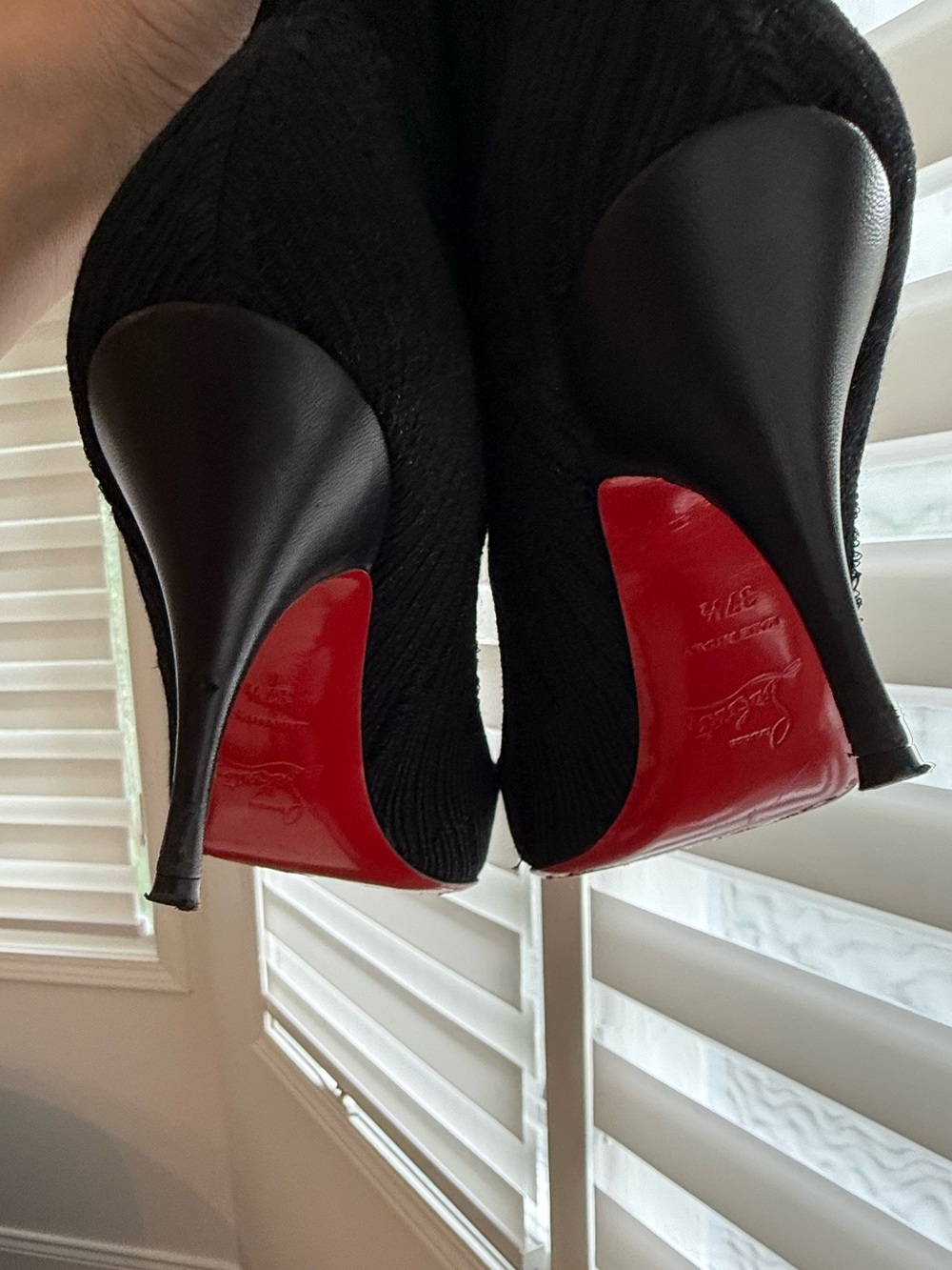 Christian Louboutin Black Lurex knit ankle boots